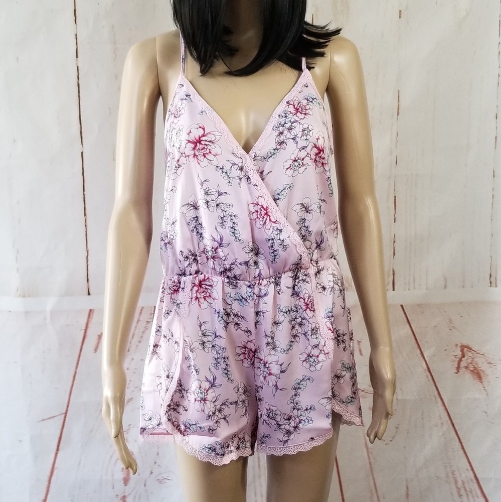 I.N.C. Satin Laced-Trimmed Pajama Romper